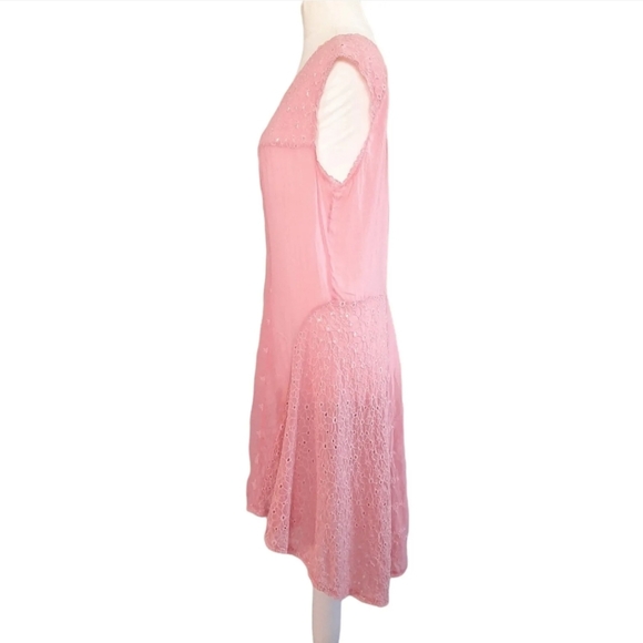 JOHNNY WAS Dusky Pink Dress Small UK 10 Broderie Anglaise Embroidered Sleeveless - Picture 7 of 10